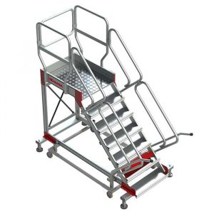 Escalera con plataforma y cuatro ruedas SY45