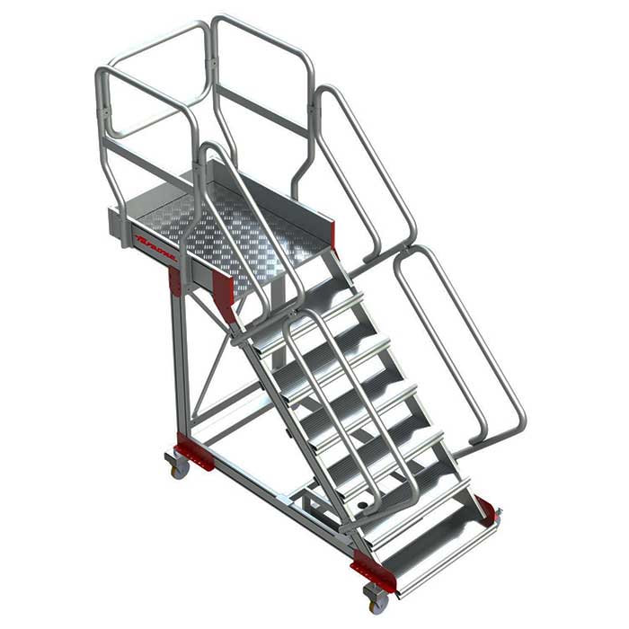 Escalera de aluminio con plataforma y vuelo SB45