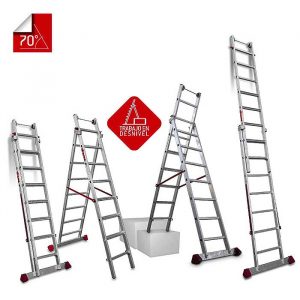 Escalera multiuso de 2 tramos con peldaños cómodos