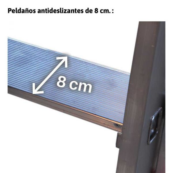 Escalera multiuso de 3 tramos con peldaños cómodos - Imagen 2