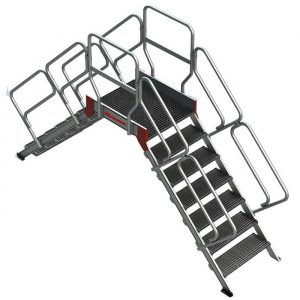 Escalera puente con plataforma en tramex SP-T