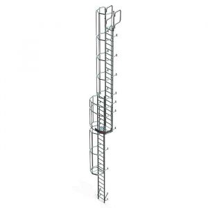 Escalera vertical de seguridad con jaula y descansillo SVS1