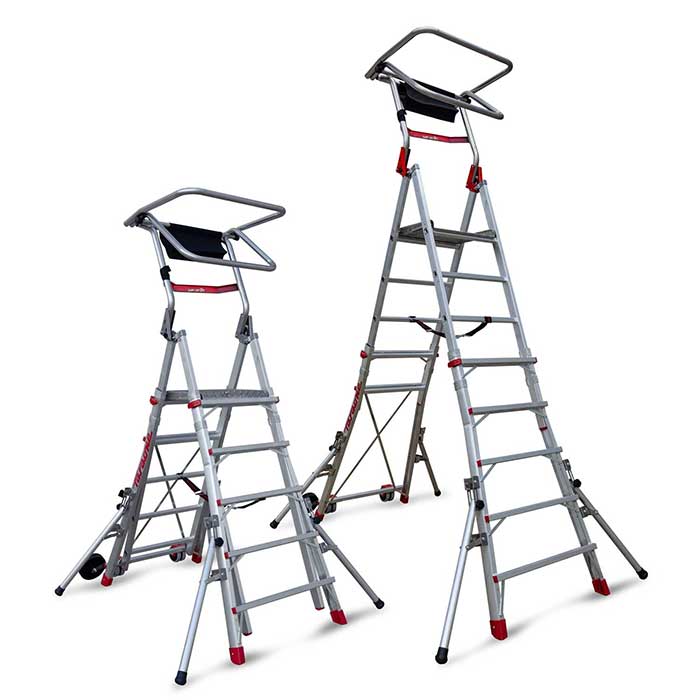 PLS Escalera con amplia plataforma y altura regulable