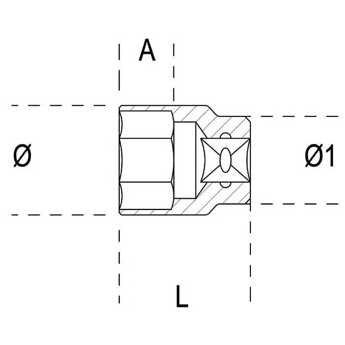 Vaso 1/2" hexagonal cromado 2 Vaso 1/2" hexagonal cromado - Imagen 2
