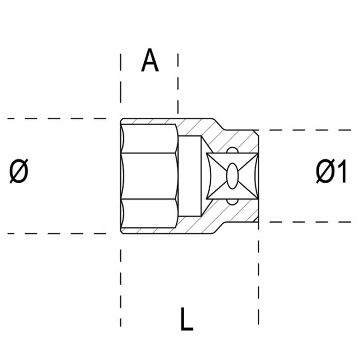 Vaso 3/4" hexagonal cromado 2 Vaso 3/4" hexagonal cromado - Imagen 2
