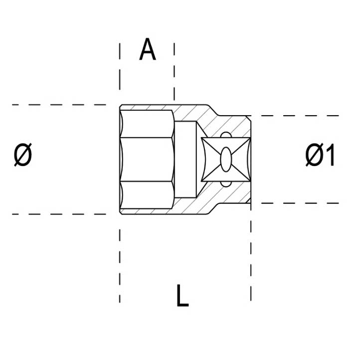 Vaso 3/8" hexagonal cromado 2 Vaso 3/8" hexagonal cromado - Imagen 2